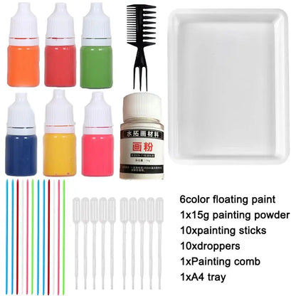 Marble Painting Kit For Kids,Arts And Crafts Paint On Water Set,Water Marbling Paint Kit Ideal Gifts 6/12/24 Colors DIY Craft - petguardiansupplies