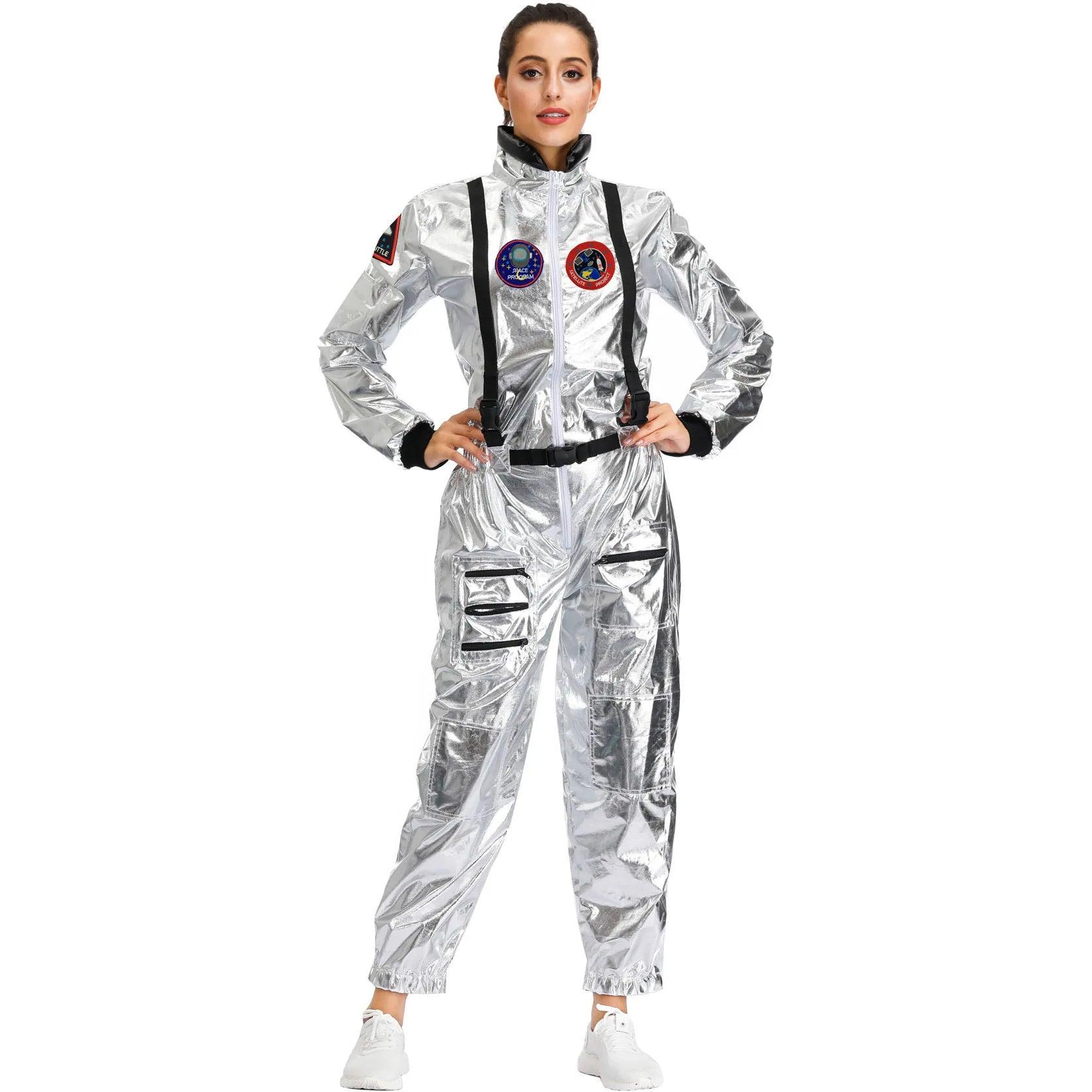 Halloween Christmas Silver Spaceman Men Women Space Suit Adult Children Astronaut Costume Family Party Dress Up Birthday Gift - petguardiansupplies