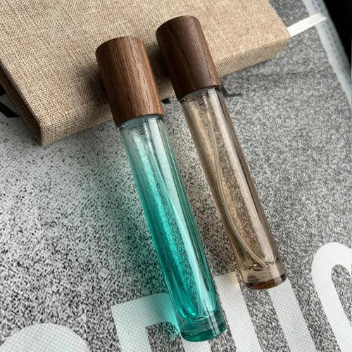 Perfume Bottle 10ml Wood Lid High Quality Mist Sprayer Essential Oil Roller Roll-on Bottle Portable Makeup Tool Perfume Atomizer - petguardiansupplies