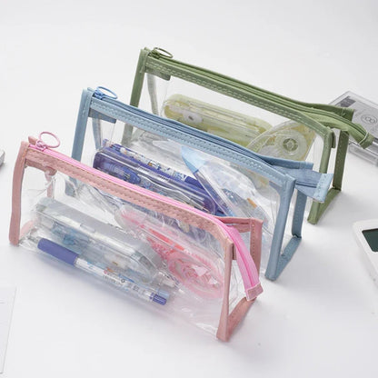 Transparent Pencil Case Kawaii Pen Large Capacity Bag Cosmetic Bag Back to School Supplies for Girls Kids Stationery Items Gifts - petguardiansupplies