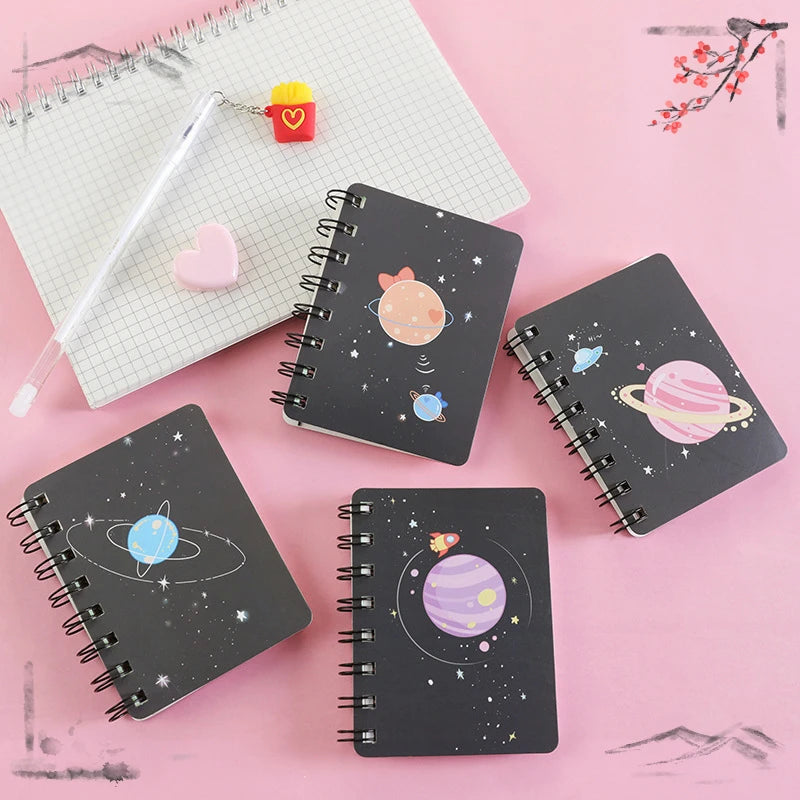 1 Pcs Planet Flip Coil Book Student Portable Pocket Notebooks Mini Notebook A7 Mini Notes School Supplies Office Stationery - petguardiansupplies