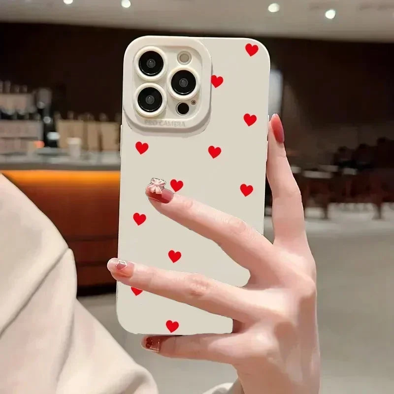 Cute Cartoon Red Love Heart Phone Case For iPhone - Shockproof Soft Silicone Cover - petguardiansupplies