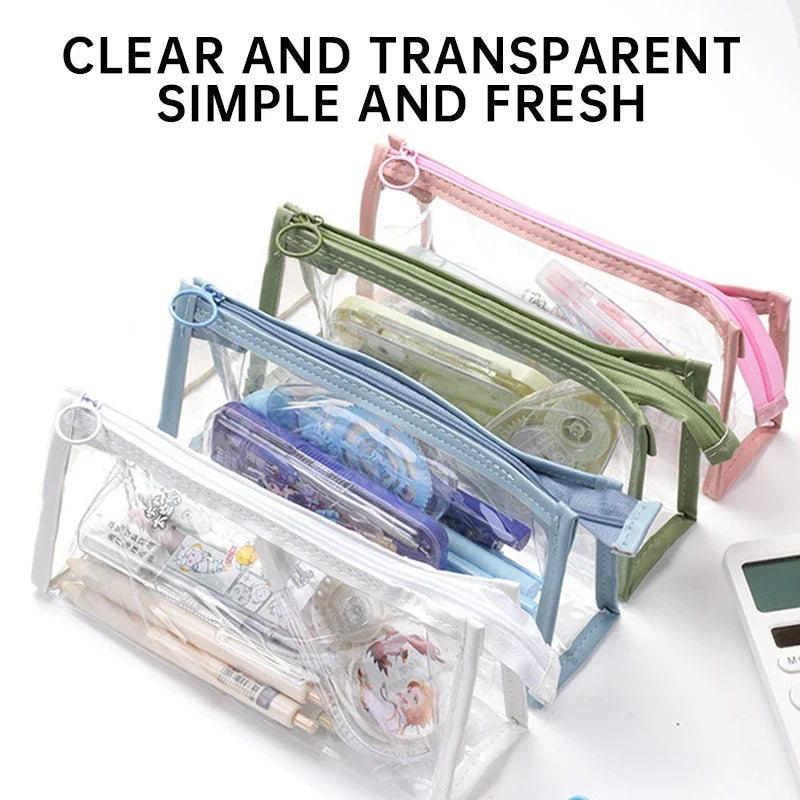 Transparent Pencil Case Kawaii Pen Large Capacity Bag Cosmetic Bag Back to School Supplies for Girls Kids Stationery Items Gifts - petguardiansupplies