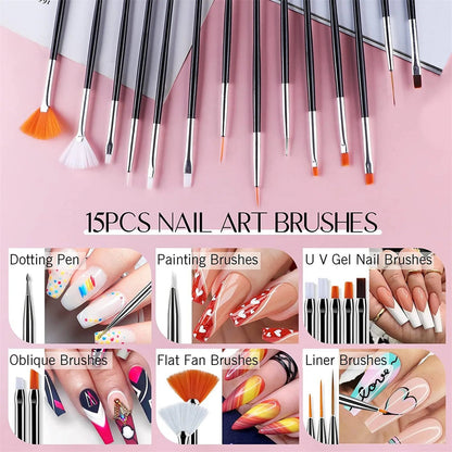 Nail Brush Pen Set 31Pcs with Storage Box Professional Manicure Beauty Tool for UV Gel Painting Acrylic Nail Art - petguardiansupplies