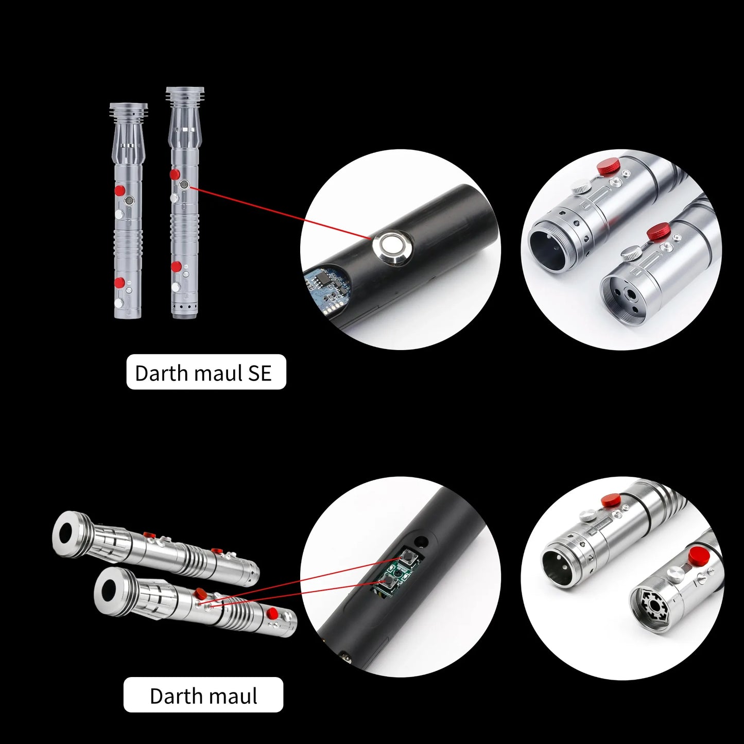 TXQ Darth Maul SNV4 2pcs Handle+Blade JEDI 27sound Double Lightsaber Toys Metal Hilt Light Smooth Swing Sword Laser Proffie - petguardiansupplies