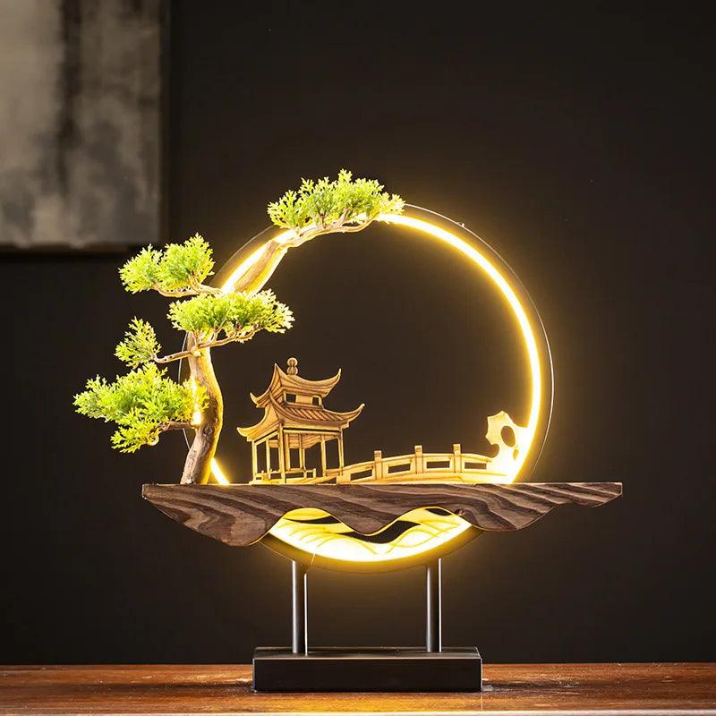 USB Light Ring Ornament LED Light Reflux Incense Burner Simulation Tree Ceramic Lotus Buddha Bead Home and Office Decoration - petguardiansupplies