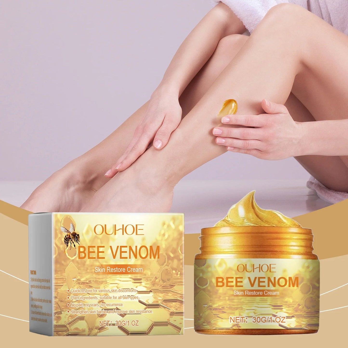 Bee Venom Skin Restore Cream - All Skin Types Anti-Aging Moisturizing Soothing Damaged Skin Repair Cream Portable - petguardiansupplies