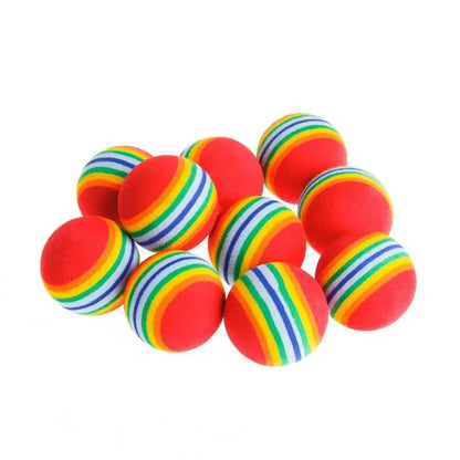 10PCS Rainbow Cat Toys Ball Interactive Cat Dog Play Chewing Rattle Scratch Ball Training Balls Pet Toys Supplies - petguardiansupplies