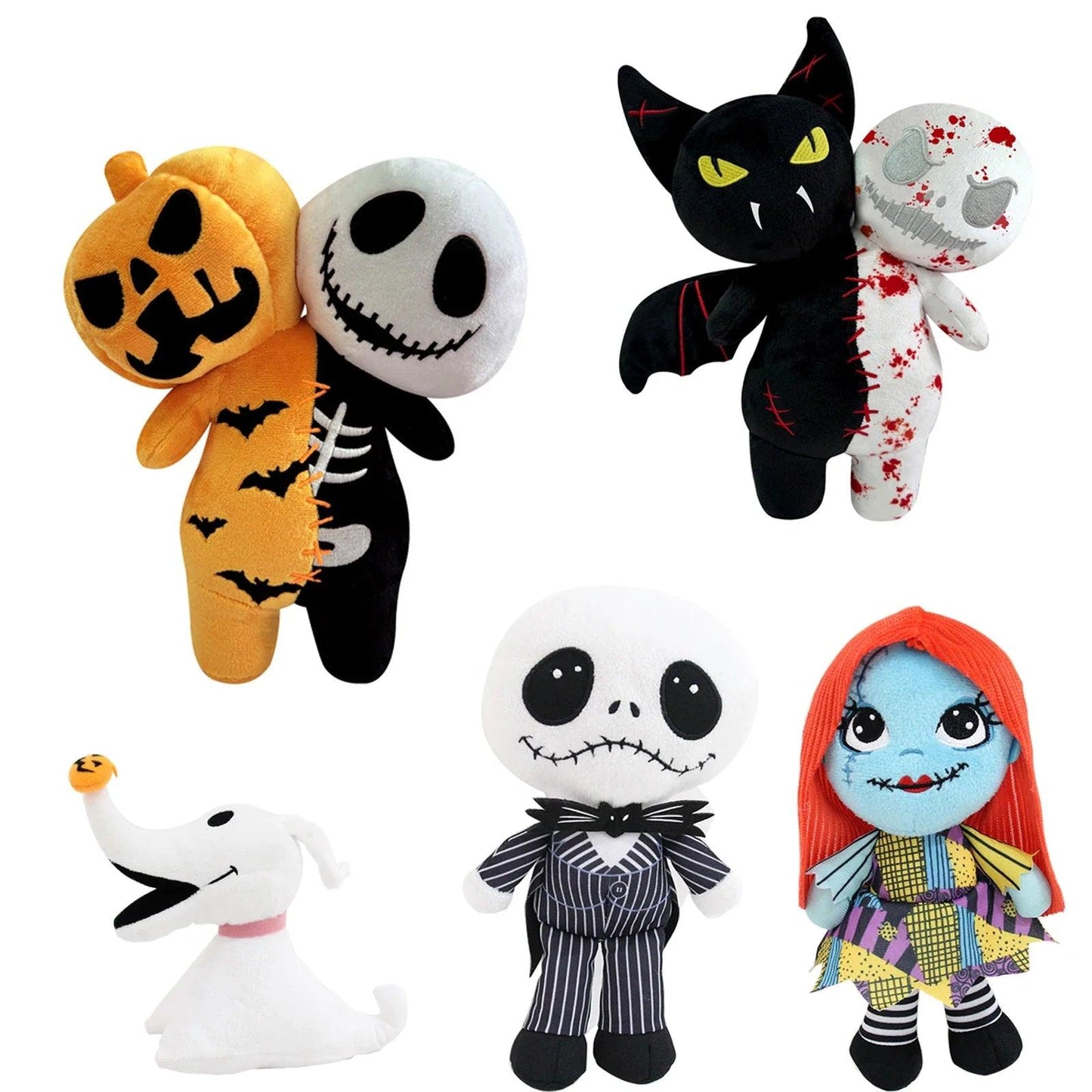 25cm Cartoon Anime Halloween The Nightmare Before Christmas Horror Pumpkin Skeleton Composite Plush Doll Toy Children Kids Gift - petguardiansupplies