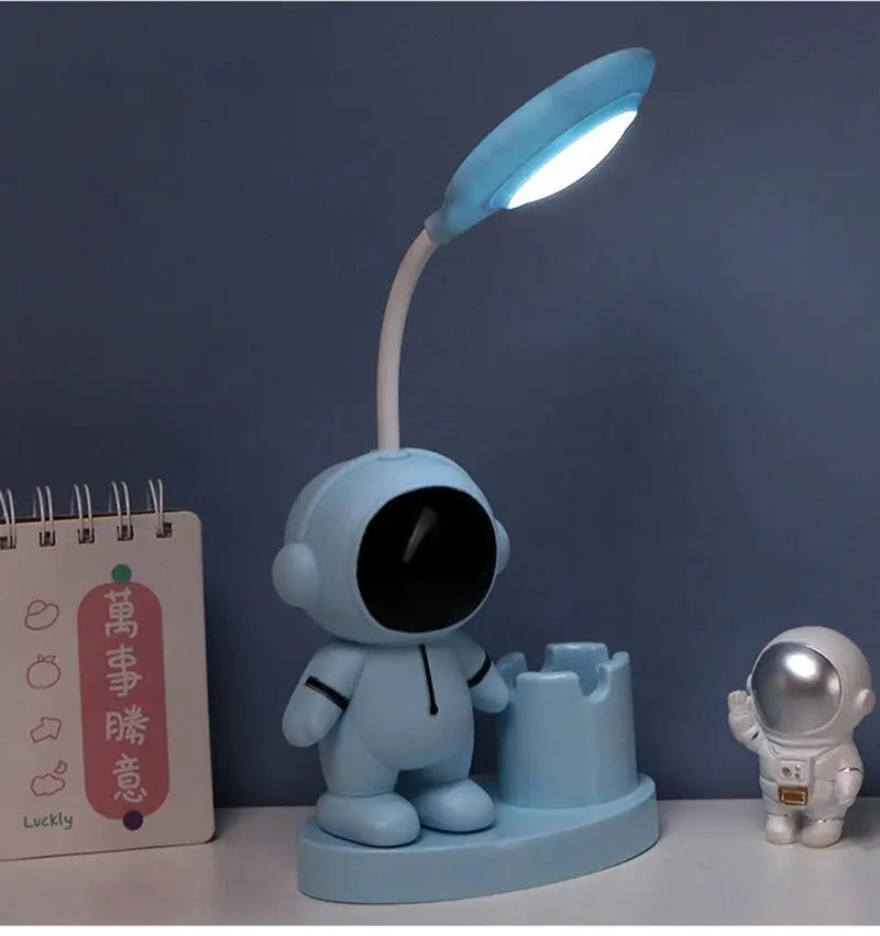 Creative Cute Astronaut Flexible Led Study Desk Lamp with Pencil Sharpener Bedside Color Adjust Table Lamp for Kids Student Room - petguardiansupplies