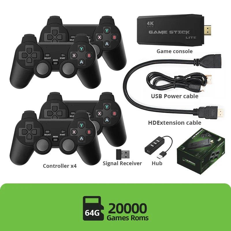 DATA FROG Retro Video Game Console 2.4G Wireless Console Game Stick 4k 10000 Games Portable Dendy Game Console for TV 20000 Game - petguardiansupplies