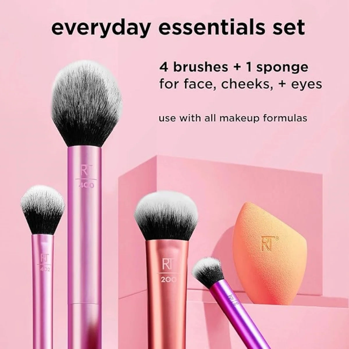 Everyday Essentials 6pcs SET Makeup Sponge Kit with Brushes and Blender for Foundation Eyeshadow and Powder Compact and Portable - petguardiansupplies