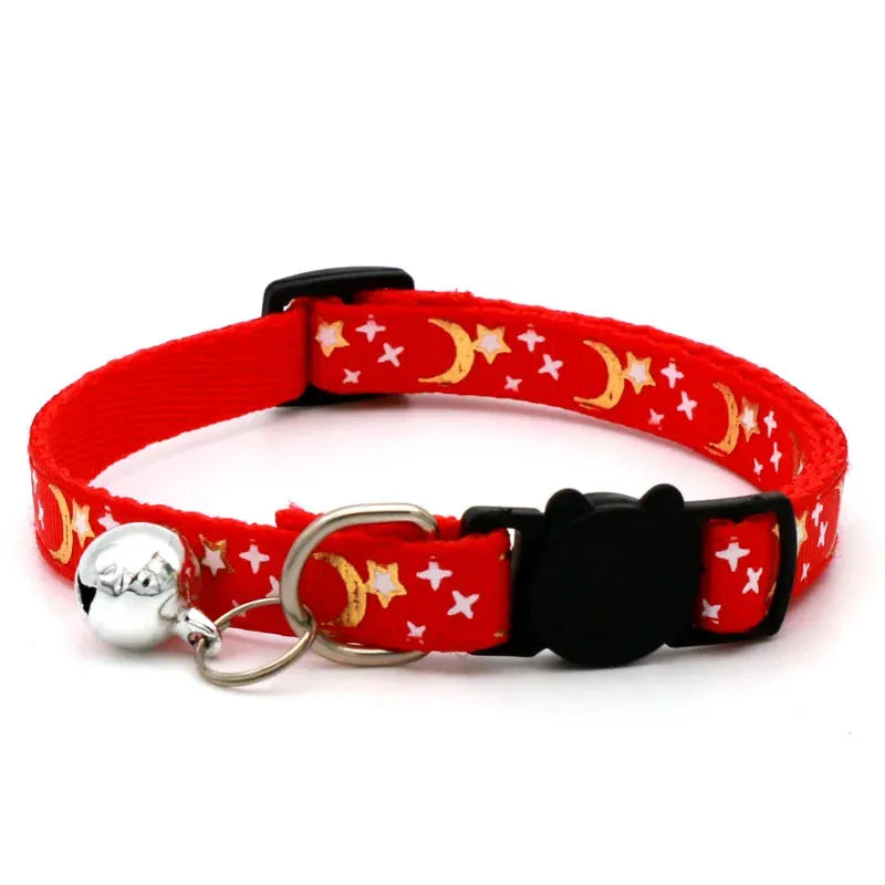 Cat Collar With Bell Cartoon Star Moon Dog Puppy Cat Kitten Collar Adjustable Safety Bell Ring Necklace Cat Jewelry - petguardiansupplies