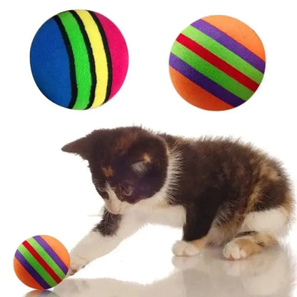 10Pcs Colorful Cat Toy Ball Interactive Cat Toys Play Chewing Rattle Scratch Natural Foam Ball Training Pet Supplies - petguardiansupplies