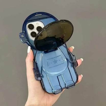 Clear 3D Cartoon Astronaut Phone Case For iPhone  - Shockproof Bumper Kickstand - petguardiansupplies