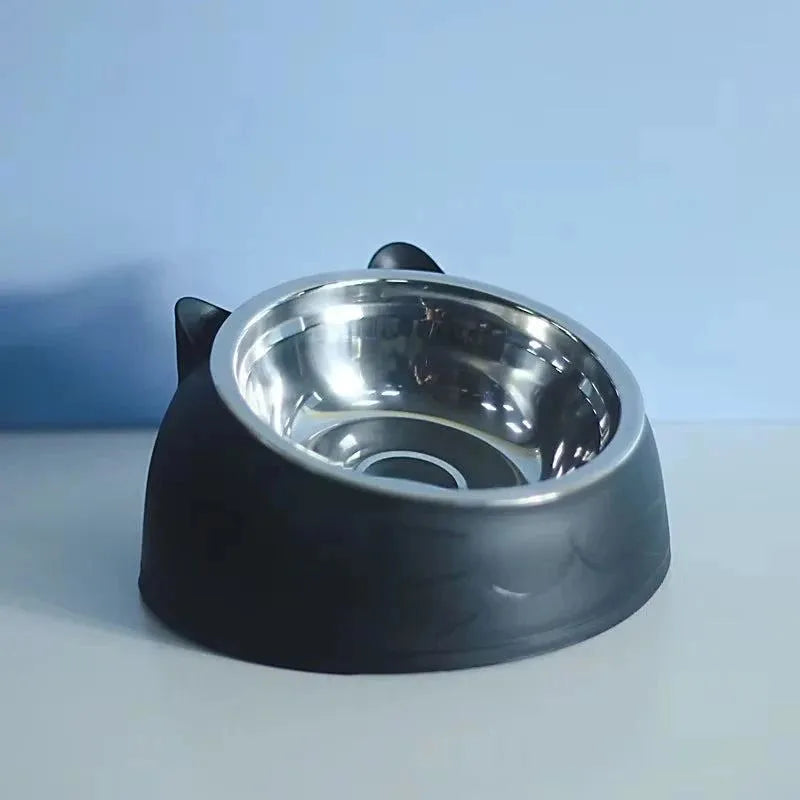 Stainless Steel Cat Bowl Double Bowl To Protect Cervical Vertebra Cat Bowl Oblique Explosion Pet Food Basin Cat Supplies - petguardiansupplies