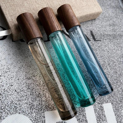 Perfume Bottle 10ml Wood Lid High Quality Mist Sprayer Essential Oil Roller Roll-on Bottle Portable Makeup Tool Perfume Atomizer - petguardiansupplies