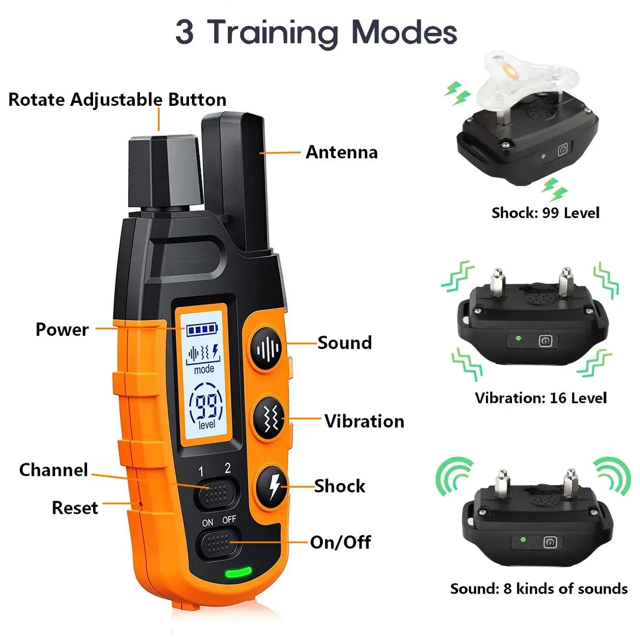 3300Ft Dog Training Collar with Remote Rechargeable Waterproof E Collar Beep Vibration Shock High Quality Pet Training - petguardiansupplies