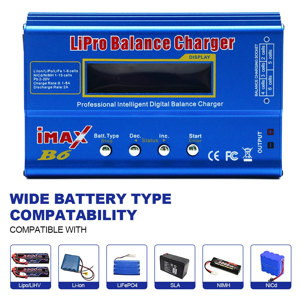 IMAX B6 80W Battery Charger Lipo NiMh Li-ion Ni-Cd Digital Lipro Balance Charger Discharger + AC Power 12V 5A Adapter For Rc Car - petguardiansupplies