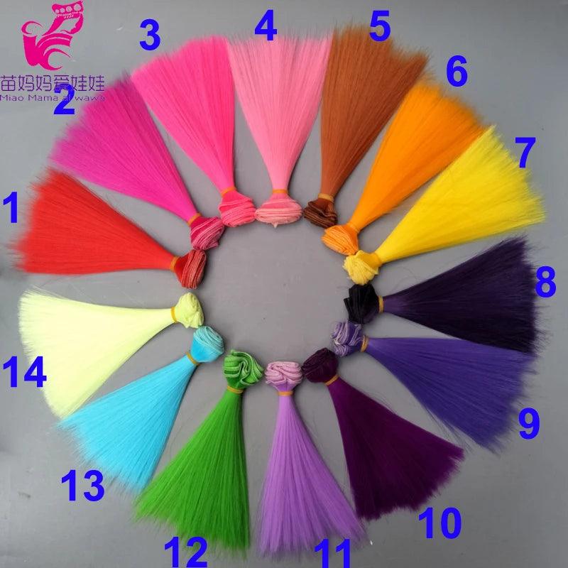 1pcs Doll Hair 15cm 25cm Pink Yellow Purple Green Blue Color Straight Doll Wigs for Russian Handmade Diy Accessory - petguardiansupplies