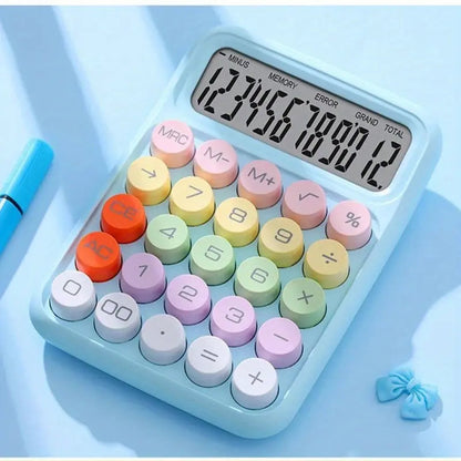 1pc Keyboard Calculator Office 12-digit Mechanical Calculator Cute Candy Color Calculator Desktop Stationery - petguardiansupplies