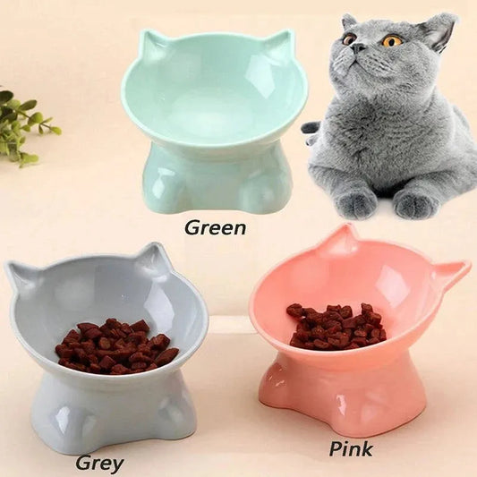 Hot-selling Nordic style pet bowl cervical vertebra protection cat bowl anti-tip plastic inclined mouth cat bowl pet supplies - petguardiansupplies