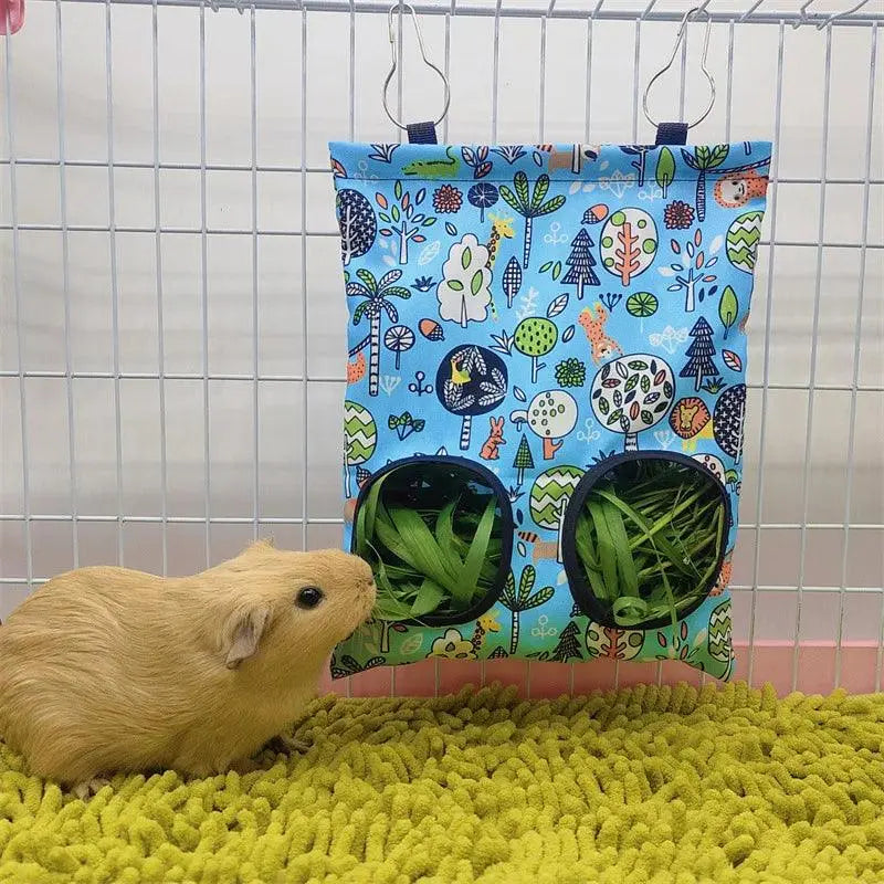 Hanging 2/3 Holes Hay Bag for Bunny Guinea Pigs Small Animal Feeder Rabbit Food Dispensers Bag Cage Accessories Pet Feeding Bag - petguardiansupplies