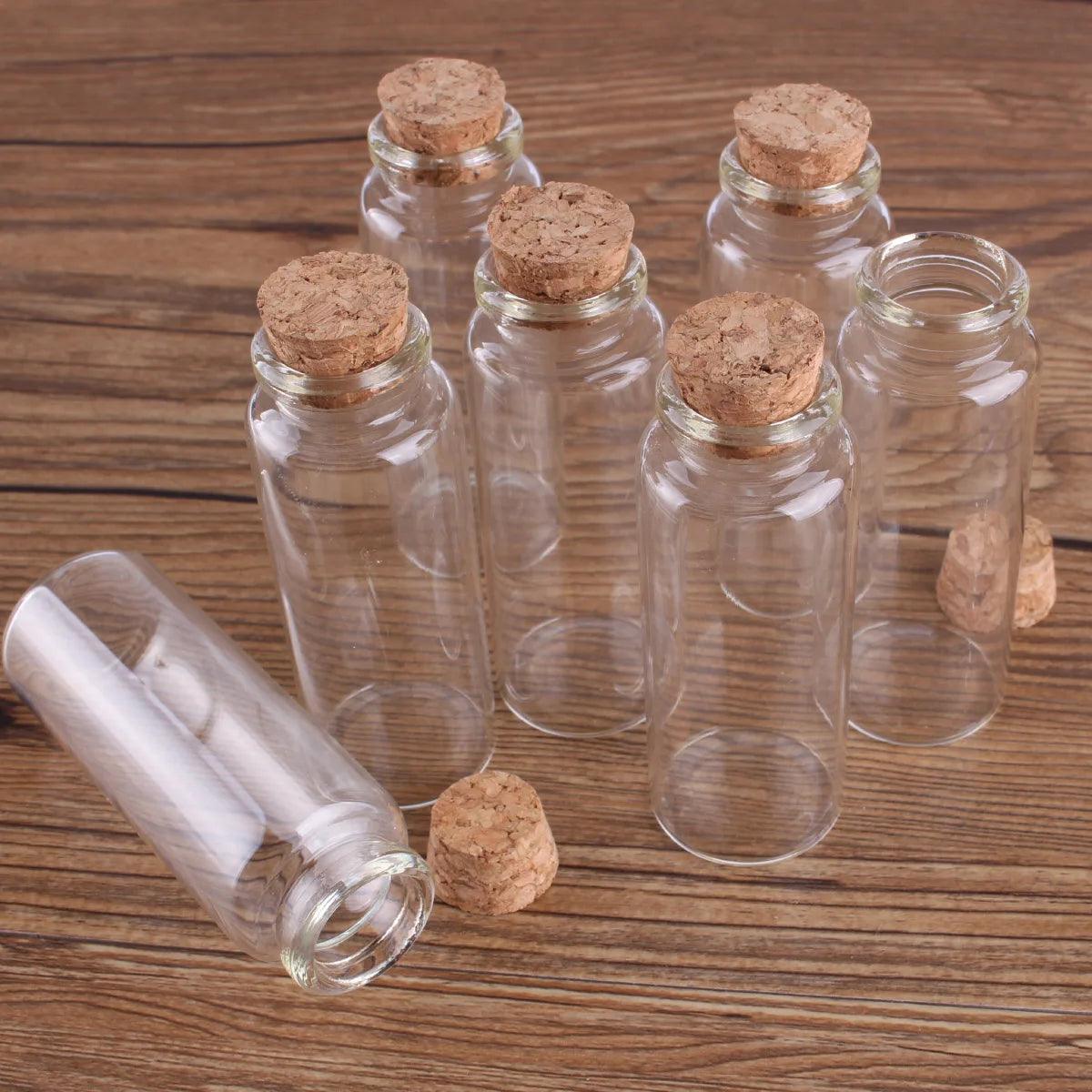 24pcs 10ml 15ml 20ml 25ml 30ml Cute Clear Glass Bottles with Cork Stopper Empty Spice Bottles Jars DIY Crafts Vials - petguardiansupplies