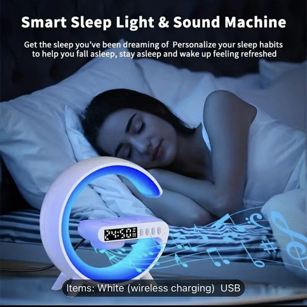 Smart G Lamp Bluetooth Speaker Wireless Charger RGB Alarm Clock Night Light 2025 - petguardiansupplies