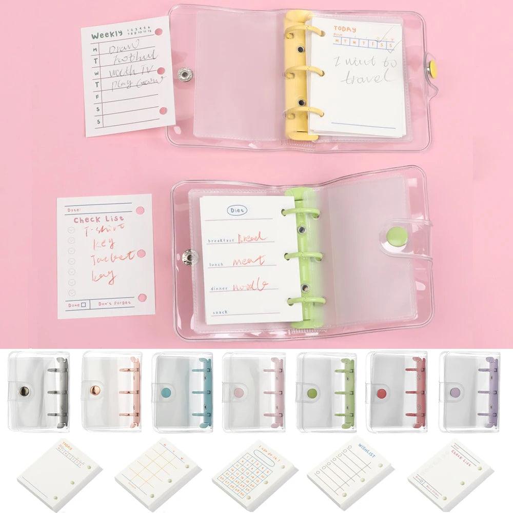 3 Hole Mini PVC Loose-leaf Notebook Cover Journal Traveler Portable Notebook Loose Leaf Binder Book Clip Refill Inner Pages - petguardiansupplies