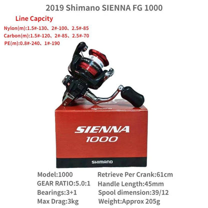 2019 SHIMANO SIENNA FG 500 1000 2000 2500 2500HG C3000 4000 Spining Fishing Reel - petguardiansupplies