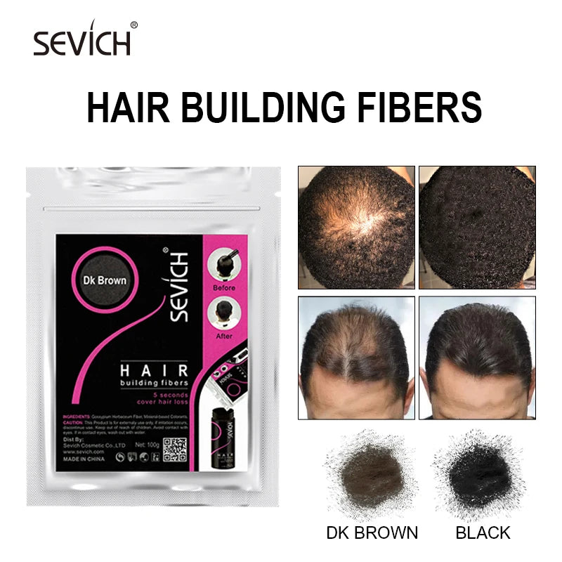 Sevich Beauty Salon Instant Thickening Hair Fiber Powder 100g Thickening Hair Building Fibers Wig Extensions Refill Black Colors - petguardiansupplies