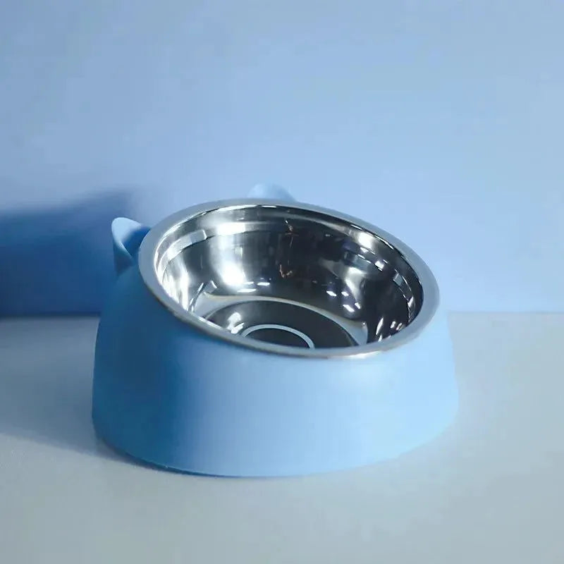 Stainless Steel Cat Bowl Double Bowl To Protect Cervical Vertebra Cat Bowl Oblique Explosion Pet Food Basin Cat Supplies - petguardiansupplies