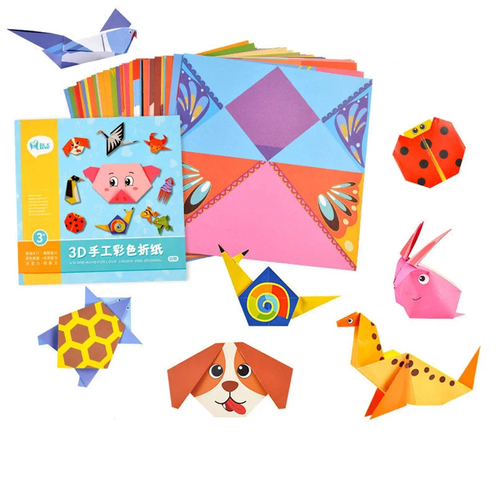 54 Pages Montessori Toys DIY Kids Craft Toy 3D Cartoon Animal Origami Handcraft Paper Art Learning Educational Toys for Children - petguardiansupplies