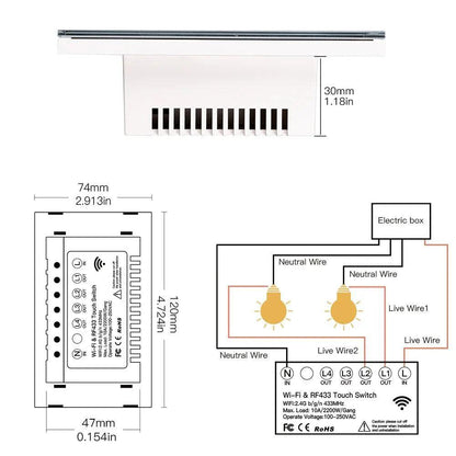 MOES Smart Glass Panel Switch Smart Life/Tuya App Multi-Control Association, Voice Control with Alexa,Google Home,1/2/3/4 Gang - petguardiansupplies