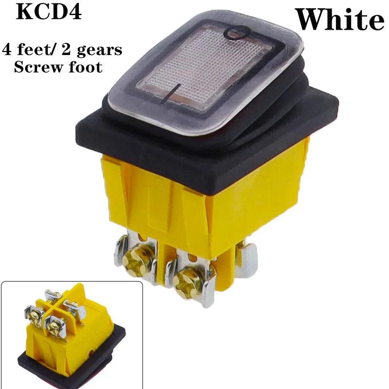 KCD4 on off 30A/250V Heavy Duty 4 pin DPST IP67 Sealed Waterproof T85 Auto Boat Marine Toggle Rocker Switch with LED 12V 220V 30 - petguardiansupplies