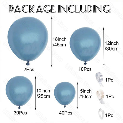 1 Set Dusty Blue Balloons Arch Twilight Pastel Baby Haze Blue Balloon Garland Kit for Birthday Baby Shower Wedding Party Decor - petguardiansupplies