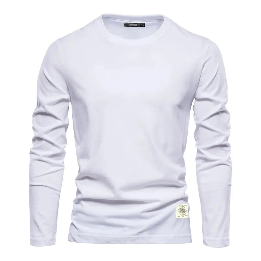 100% Cotton Long Sleeve T shirt For Men Solid Spring Casual Mens T-shirts High Quality Male Tops Classic Clothes Men's T-shirts - petguardiansupplies