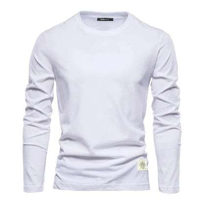 100% Cotton Long Sleeve T shirt For Men Solid Spring Casual Mens T-shirts High Quality Male Tops Classic Clothes Men's T-shirts - petguardiansupplies