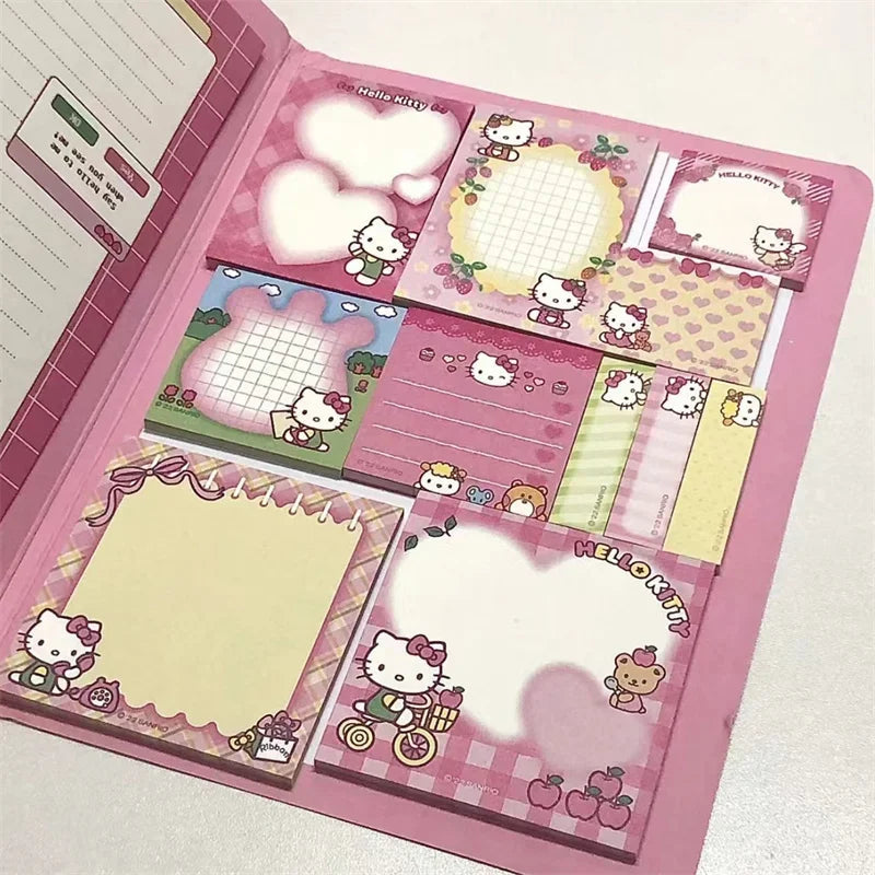 Kawaii Cartoon Hello Kitty Paste Sticky Note Mymelody Cinnamoroll Cute Kuromi Notebook Student School Office Stationery - petguardiansupplies