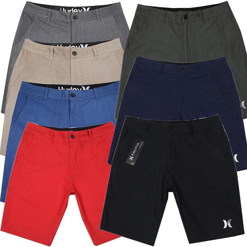 Men Summer Business Casual Elastic Shorts Waterproof Quick-drying Travel Five-pants Fiber Mixed Loose Style Leisure Fishing - petguardiansupplies