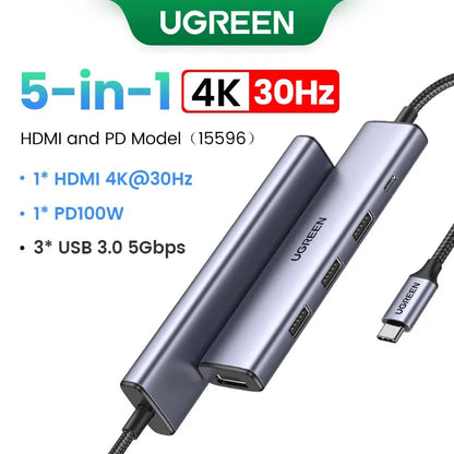 UGREEN Dual HDMI USB-C HUB 8K 4K HDMI Adapter 10 in 1 Splitter with RJ45 USB3.0 PD 100W Dock for MacBook Pro Air Laptop USB HUB - petguardiansupplies