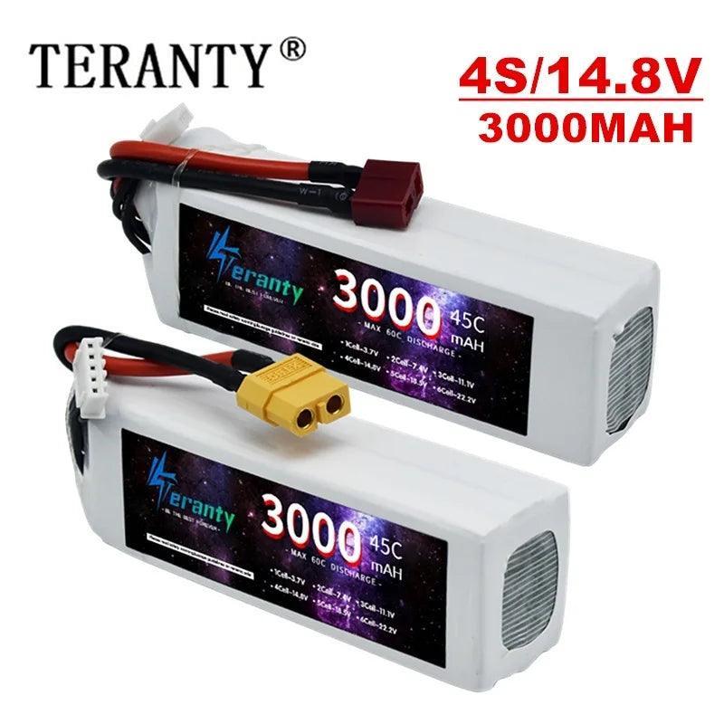 TERANTY 14.8V 3000mAh 4S 45C LiPo Battery Pack with Deans T Plug XT60 XT30 for Aircraft Crawler Truck Airplane Helicopter - petguardiansupplies