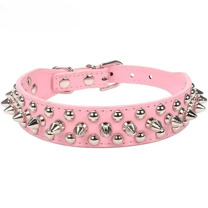 Adjustable Leather Pet Dog collar Neck Strap Supplies PU Leather Punk Rivet Spiked Dog Collar Pet Collars For Small Dog Cat - petguardiansupplies