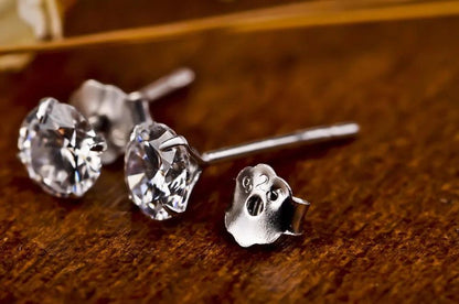 Crystal Zircon Real 925 Sterling Silver Earrings Channel Cubic Zirconia Silver Stud Earrings for Women Sterling Silver Jewelry - petguardiansupplies