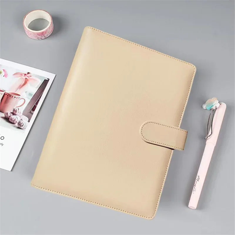 A5 A6  Macaroon Sercies 18Colors Binder PU Clip-on Notebook Leather Loose Leaf DIY Notebook Only Cover Stationery - petguardiansupplies