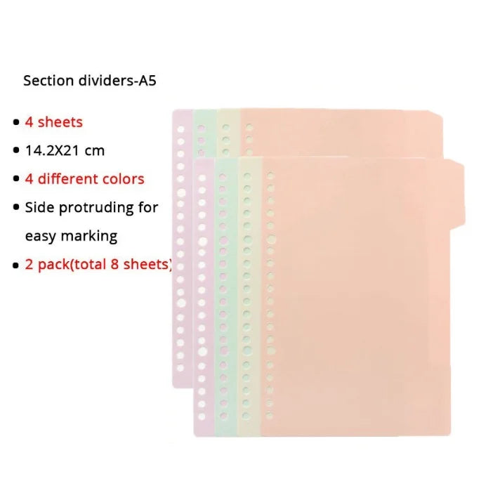 A4/B5/A5 Loose Leaf Refill Binder Notebook Blank/Line/Grid/Cornell Replacable Metal Ring Office&School Supplies Stationery - petguardiansupplies