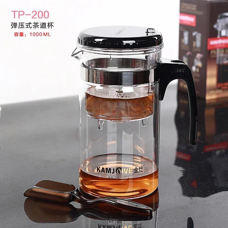 Various Kamjove Glass Kungfu Teapot PiaoYi Bei Convenient Teacup Kungfu Tea Set Press AUTO-OPEN Art Tea Cup - petguardiansupplies