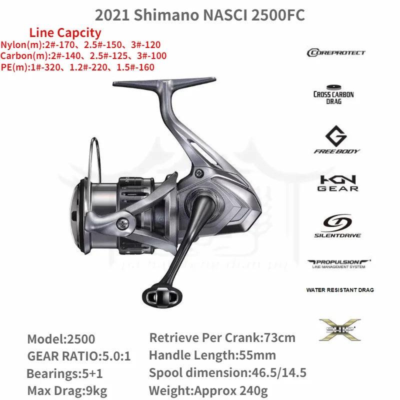 2021 Shimano NASCI FC 500 C2000 2500 2500HG 2500SHG C3000 C3000HG 4000 4000XG C5000XG Spining Fishing Reel Saltwater Fishing - petguardiansupplies