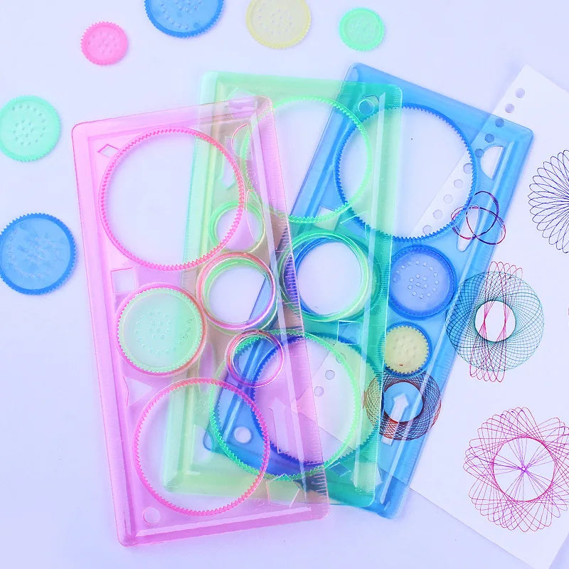 Geometry Spirograph Drawing Stencils Set Painting Template Art Crafts Creative Kids Educational Toy Variety of Flowers Ruler - petguardiansupplies